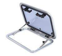 Oreilet Ventana Ojo Buey Barco, 17 X 25 Pulgadas Aleación Aluminio Cuadrado Orificio Empuje, Ventana, Tragaluz Repuesto con Varilla Soporte para Yate, RV, Remolque, Apertura de 90°