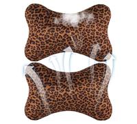 Oreiller Générique De Cou De Voiture - 2 Pièces | Coussins Automobiles À Imprimé Léopard | Oreillers D'appui-tête Doux Avec Sangle Réglable Pour Adultes, Confort Des Passagers, Conduite, Déplacements