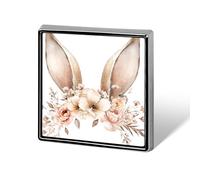 Orejas de conejo de Pascua con flores, broches y alfileres unisex cuadrados ligeros para solapa, joyería para ropa, chal, sombrero