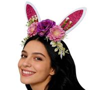 Orejas De Conejo De Pascua - Decoración De Traje De Peluquería De Dibujos Animados Con Lentejuelas Suave Ajustables | Diadema De Orejas De Conejo Para Adultos Y | Caja De Fotos De Cosplay De Fiesta, M