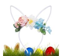 Orejas de conejo de Pascua genéricas - Bandas para la cabeza con flores, diadema de conejo, para disfraces, Navidad, Halloween, fiestas, San Valentín y