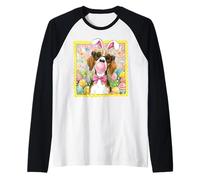 Orejas de Conejo de Perro de Pascua Divertido Beagle Conejo de Pascua Perro Camiseta Manga Raglan