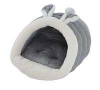 Orejas de Conejo Gato y perrina Kennel Lana Lavable con Esponja Altas esponjadas de Esponja Redonda Kennel de Mascota (Gris)