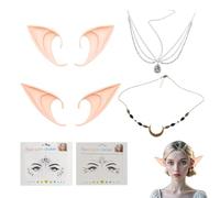 Orejas de Elfo para Mujeres - Orejas Hada Kit de Accesorios de Disfraces de Elfos y Brujas - Orejas de Elfo de Silicona, Nariz de Bruja, Accesorios de Cabeza y Rostro Brillantes