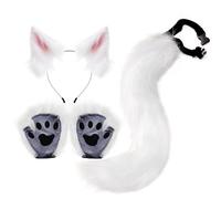 Orejas De Lobo Y Conjunto De Cola | Orejas Y Guantes Para Clip De Cola Artificial - Disfraz De Lobo Cosplay Halloween Fiesta Accesorios