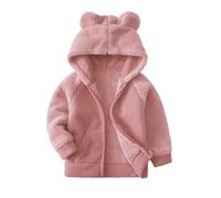 Orejas de oso en forma de forro polar cálido sudaderas con capucha ropa para niños pequeños chaqueta ligera sudadera para bebés niños niñas, Rosa claro., 1-2 años