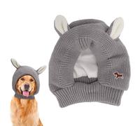 Orejas Silenciosas para Mascotas, Orejas De Conejo De Punto Suaves Sombreros para Perros Snood Head Wrap con Protección contra El Ruido para Perros Medianos A Grandes Gatos (Gris)