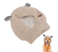 Orejas silenciosas para Perros, Orejas de Conejo Tejidas, Orejeras cálidas para el Cuidado de Perros, Sombrero con protección contra el Ruido para Mascotas Medianas a Grandes (Beige)