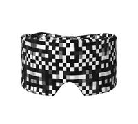 Orejeras ajustables y transpirables para dormir con diseño de fórmula a cuadros, color negro y blanco