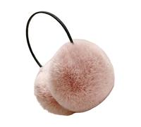 Orejeras de felpa peludas para mujer, calentador de oídos térmico plegable de color sólido con pieles sintéticas gruesas para protecciones de invierno Orejeras de felpa peludas, Leather powder