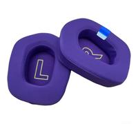 Orejeras de gel refrescante para auriculares Logitech G733 G335, suaves, a cuadros, transpirables, de repuesto, ligeras, cómodas, negro, gris, morado, paquete de dos (morado)