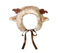 Orejeras de invierno - 56-58 cm/22,0-22,8 pulgadas de madera de ciervo lindo, orejeras de peluche para cachorros, almohadillas suaves y cálidas | con correas ajustables, cómodas orejeras vestidas