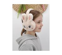 Orejeras de invierno de felpa color crema para niñas - Calentadores de orejas de conejito esponjosos para niños