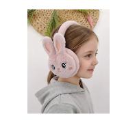 Orejeras de invierno de felpa Dusty Rose para niñas - Calentadores de orejas de conejito esponjosos para niños