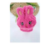 Orejeras de invierno de felpa rosa caramelo para niñas - Calentadores de orejas de conejito esponjosos para niños