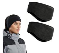 Orejeras de Invierno de Forro Polar, 2 Bandas Térmicas para Hombre y Mujer, Cinta para Orejas Caliente Cortaviento y Elástica, Ideal para Correr, Jogging, Ciclismo, Esquí (Gris)
