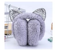 Orejeras de invierno Mujeres niños gato oreja orejeras con diamantes de imitación de rhinestone Oreja de piel de invierno Muffs Lindo Diadema Oído Calentador Oreje Earnflap for niñas Damas Gorras de i