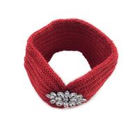 Orejeras Mujer Diadema tejida ancha de invierno for mujer, banda for el pelo ganchillo con flores cristal transparente, accesorios for calentar las orejas(Red)