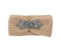 Orejeras Mujer Diademas tejidas for mujer, diadema cálida de ganchillo for invierno, ancha for el pelo con accesorios, diademas for(Camel)