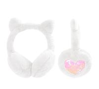 Orejeras Niña Invierno Unicornios Orejeras Frio Niños Orejas de Gato Felpa Calentadores de Oído Suaves Cálido Earmuffs Cómodas Lindo Esponjoso Earwarmer Regalos Infantiles Esquí Deportes, Bianco Gatto