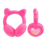 Orejeras Niña Invierno Unicornios Orejeras Frio Niños Orejas de Gato Felpa Calentadores Oído Suaves Cálido Earmuffs Cómodas Lindo Esponjoso Earwarmer Regalos Infantiles Esquí Deportes Rosa Roja Gatto