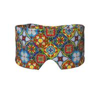 Orejeras para dormir con estampado de azulejos de cerámica mexicana, bloquea la luz, ajustable, ideal para viajes, meditación y yoga