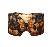 Orejeras para dormir con estampado de flores de campo de mariposa naranja y amarilla, bloquea la luz, ajustable, ideal para viajes, meditación y yoga
