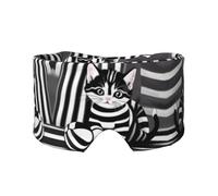 Orejeras para dormir con estampado de gatito a rayas blancas y negras, para meditación y viajes, transpirable, ajustable y cobertura completa