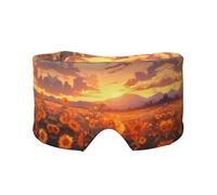 Orejeras para dormir con estampado de girasoles amarillos al atardecer, meditación y viajes, transpirable, ajustable y cobertura completa