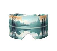 Orejeras para dormir con estampado de hojas caídas en un lago tranquilo, para meditación y viajes, transpirable, ajustable y cobertura completa