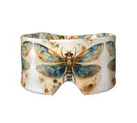 Orejeras para dormir con estampado de libélula dorada delicada sobre fondo amarillo, bloquea la luz, ajustable, ideal para viajes, meditación y yoga