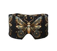 Orejeras para dormir con estampado de libélula dorada delicada sobre fondo negro, bloquea la luz, ajustable, ideal para viajes, meditación y yoga