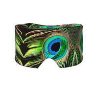 Orejeras para dormir con estampado de plumas de pavo real, máscara de ojos para adultos, perfecta para viajes, camping, meditación