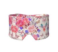 Orejeras para dormir con estampado de rosas y mariposas, transpirable, ajustable, para yoga, viajes, mantiene el calor y la sombra