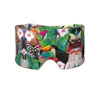 Orejeras transpirables y ajustables para dormir con estampado de pájaros tropicales y hojas de plantas, para hombres y mujeres, para yoga, viajes