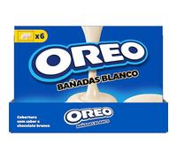 Oreo Bañadas Blanco, Galletas de Chocolate Rellenas de Crema de Vainilla con Cobertura Sabor a Chocolate Blanco, Paquete de 6 Bolsitas de 2 Ud, Caja de 10 x 246 g