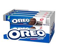 Oreo Doble Crema, Galletas de chocolate rellenas de doble crema sabor vainilla, las galletas clásicas pero con doble relleno, Paquete de 157 g