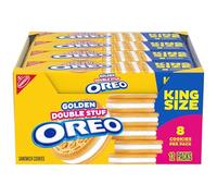 OREO Double Stuf Golden Sandwich Cookies, tamaño King, 12 paquetes de aperitivos (8 galletas por paquete)