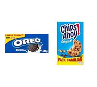 Oreo Galletas de Chocolate Rellenas de Crema Sabor Vainilla, La Galleta Original, Paquete de 440 g + Chips Ahoy Original Galletas con Pepitas de Chocolate, Pack Familiar 400g