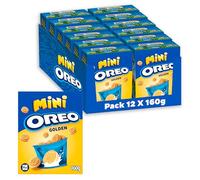 Oreo Golden, Galletas Doradas Rellenas de Crema Sabor Vainilla- Pack de 12 Cajas de 160 g
