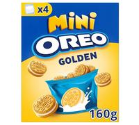 Oreo Golden Mini, Galletas Rellenas de Crema de Vainilla, las Galletas Oreo Golden son Perfectas para Disfrutar de una Merienda Rápida y Fácil, Paquete de 160 g