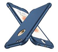 ORETECH Compatible con carcasa iPhone 6 y 6S con [2 protectores de pantalla de cristal templado]360 antigolpes 2 en 1 ultra fina goma dura PC TPU silicona anti arañazos funda para iPhone 6 y 6S - Azul