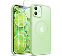 ORETECH Magnética para Funda iPhone 12, Funda iPhone 12 Pro, Compatible con mag-Safe, con [2X Protector de Pantalla] Antichoque Antigolpes Translúcida Mate Trasera para Carcasa iPhone 12, Cyan Claro