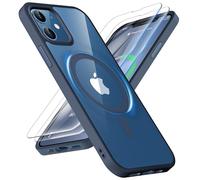 ORETECH Magnética para Funda iPhone 12, Funda iPhone 12 Pro, Compatible con mag-Safe, con [2X Protector de Pantalla] Antichoque Antigolpes Transparente Case para Carcasa iPhone 12/12 Pro, Marino