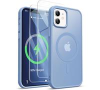 ORETECH Magnética para Funda iPhone 12, Funda iPhone 12 Pro, Compatible con mag-Safe, con [2X Protector de Pantalla] Antichoque Antigolpes Translúcida Mate Trasera para Carcasa iPhone 12, Sierra Azul