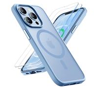ORETECH Magnética para Funda iPhone 12 Pro MAX, Compatible con mag-Safe, con [2X Protector de Pantalla] Antichoque Translúcida Mate Trasera Case para Carcasa iPhone 12 Pro MAX 6,7" Sierra Azul