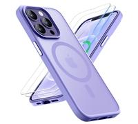 ORETECH Magnética para Funda iPhone 12 Pro MAX, Compatible con mag-Safe, con [2X Protector de Pantalla] Antichoque Translúcida Mate Trasera Case para Carcasa iPhone 12 Pro MAX 6,7" Púrpura Claro