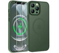 ORETECH Magnética para Funda iPhone 12 Pro MAX, con [2X Protector de Pantalla] Antichoque Antigolpes Translúcida Mate Trasera Case para Carcasa iPhone 12 Pro MAX 6,7" Verde