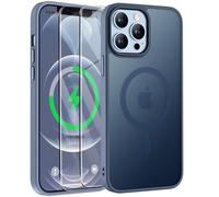 ORETECH Magnética para Funda iPhone 12 Pro MAX, con [2X Protector de Pantalla] Antichoque Translúcida Mate Trasera Case para Carcasa iPhone 12 Pro MAX 6,7" Marino