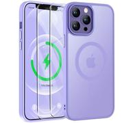 ORETECH Magnética para Funda iPhone 12 Pro MAX, con [2X Protector de Pantalla] Antichoque Translúcida Mate Trasera Case para Carcasa iPhone 12 Pro MAX 6,7" Púrpura Claro